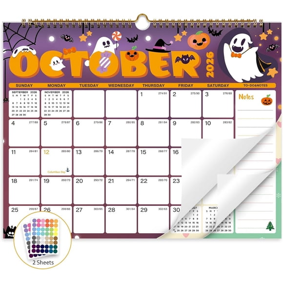 Calendario de pared XISIDO de 18 meses, julio de 2026 a diciembre de 2027