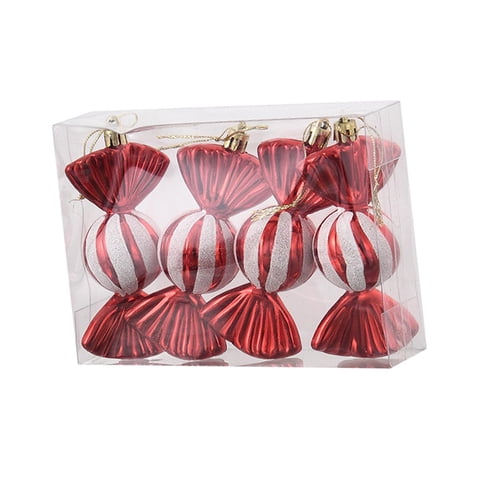 Magideal - 4 Piezas De Decoración Colgante De Dulces Navideños Con Cuerda, Divertidas Decoraciones Para Árboles De Navidad Para Aniversario De Bodas, Decoración Rojo