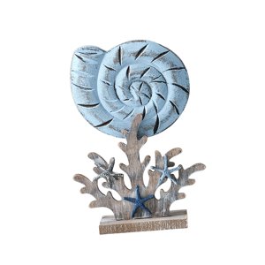 Bothyi - Estatuilla De Madera Escultura De Mesa Decoraciones De Playa Náuticas Estatuilla De Coral Buccino