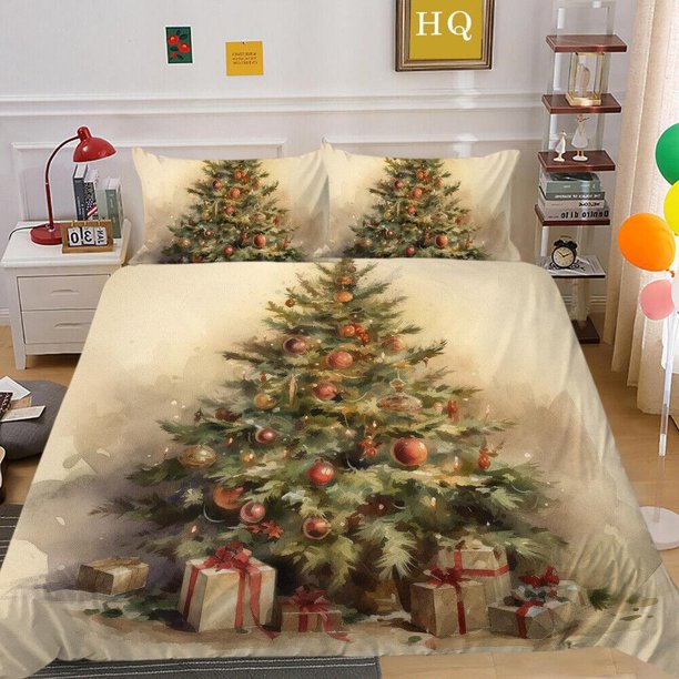 Christmas Tree Gifts Santa Claus Quilt Duvet Cover Set Home Textiles3-Piece Bedding Set
