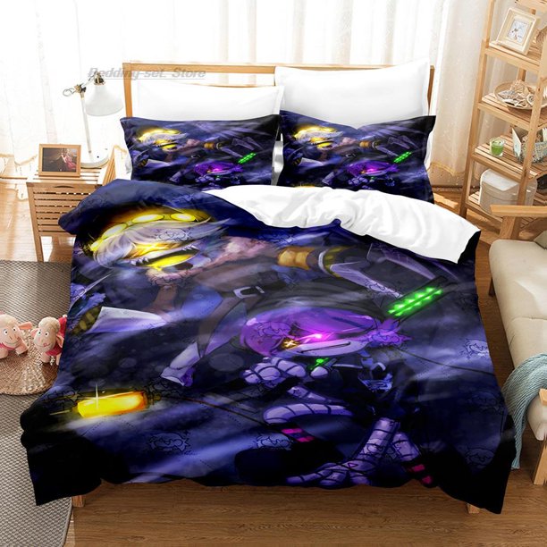 x1610 Bed SheetsMurder Drones Bedding Set Twin Full Size Bed Set Aldult Kid Bedroom Duvetcover Sets Anime Kawaii 3-Piece Bedding Set (1 Duvet Cover + 2 Pillow Shams) nj1610