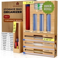 Organizador De Cajones De Cocina Woodenhouse 9 En 1 Con Dispensador De Bolsas Y Papel De Aluminio