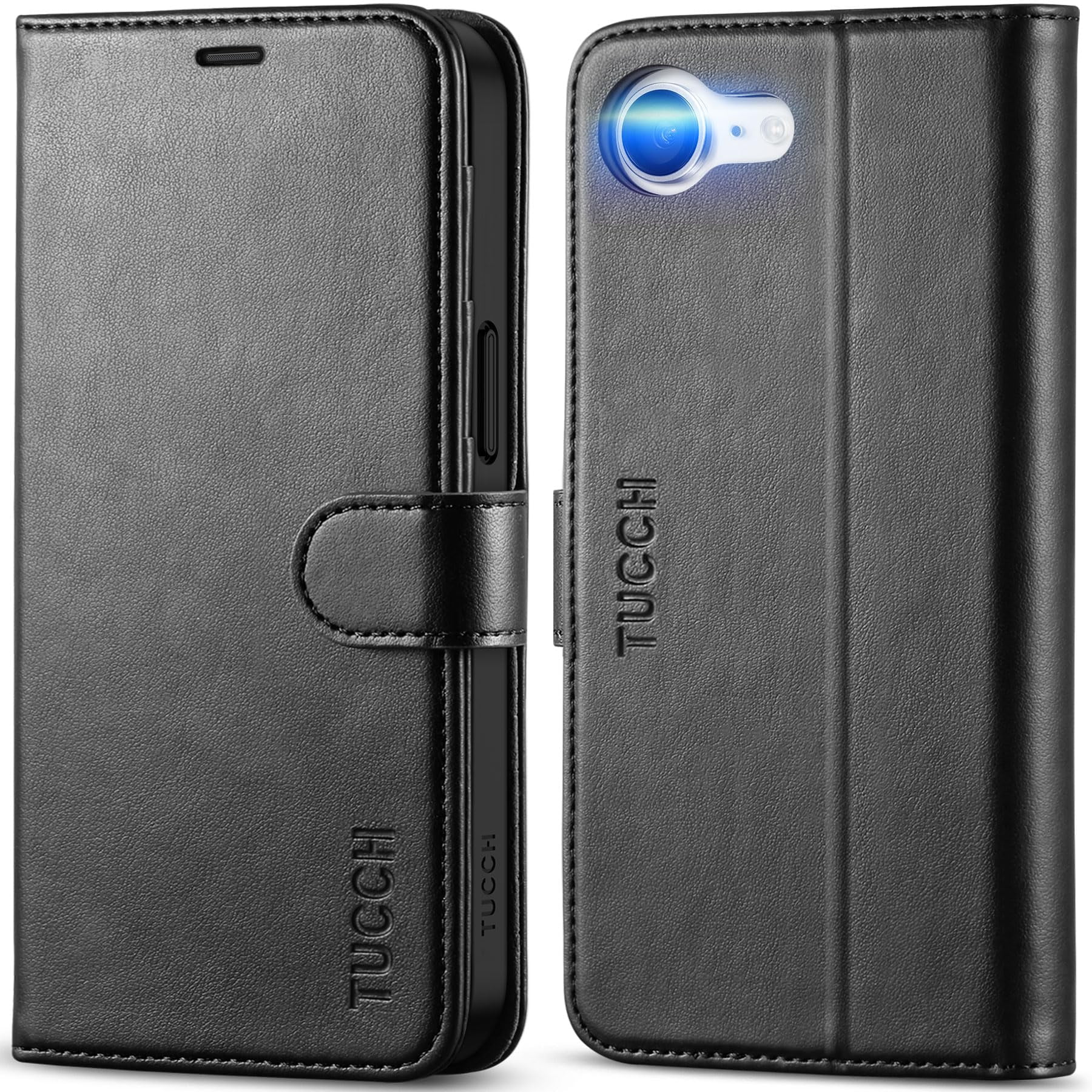 Tucch - Funda Tipo Cartera Para Iphone 16e Con Tarjetero Rfid 4 Color Negro