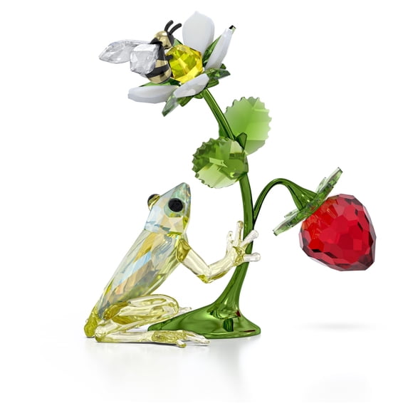 Figura Swarovski Idyllia con forma de rana, abeja y fresa