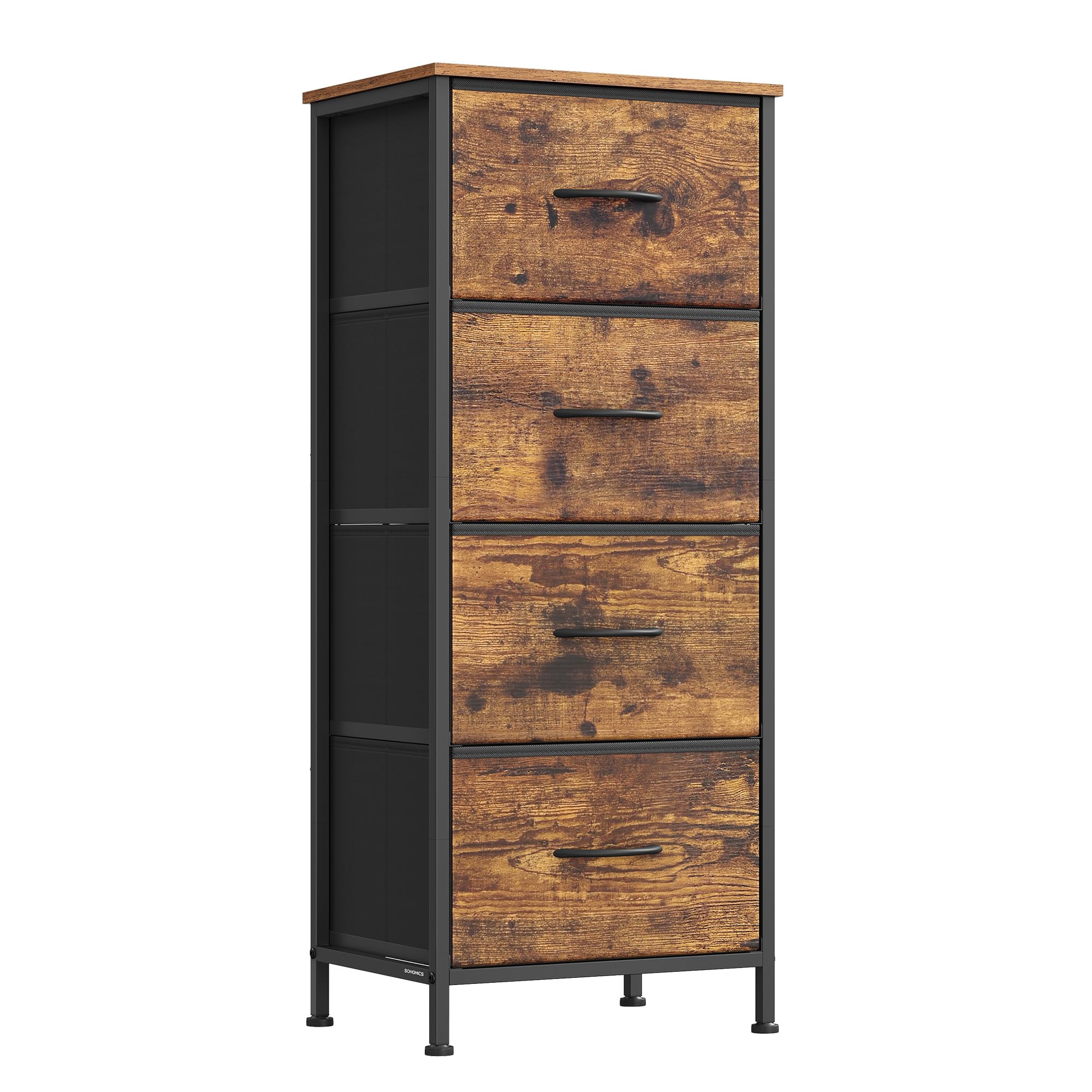 Cómoda Songmics Lgs314b02s Con 4 Cajones Acero Mdf Marrón Rústico