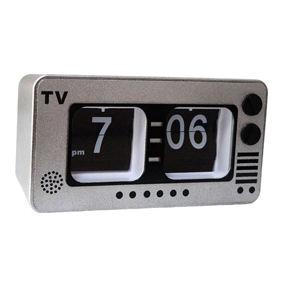Auto Flip Clock Desk Clock Mesa Reloj Digital Para Sala De Estar Hogar Cocina Plata