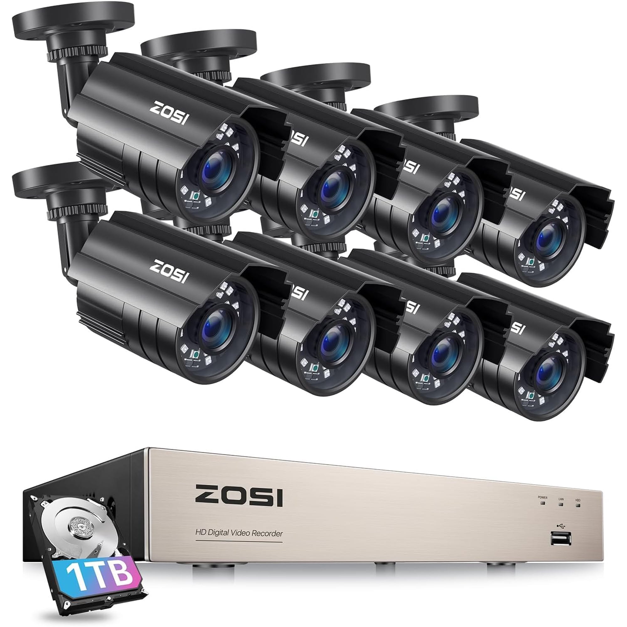 Sistema De Cámaras De Seguridad Zosi 3k Lite 8ch Con 8 Cámaras 1080p