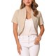 thumbnail image 1 of INSPIRE CHIC Blazer de Trabajo para Mujer sin Cuello con Solapa Abierta Frontal Cárdigan Corto M Beige, 1 of 6