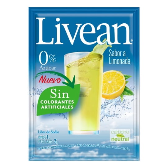 Jugo En Polvo Libre De Azúcar Sabor Limonada 7 G Sobre 1 Un Livean