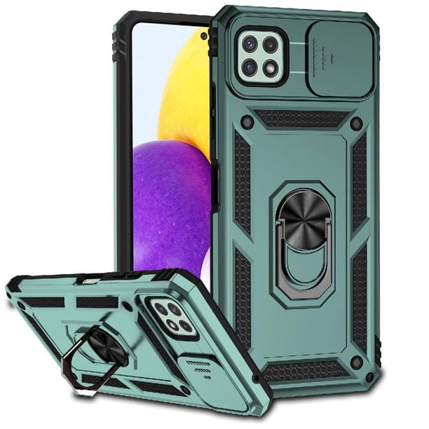 Funda Resistente Anillo Soporte Samsung Galaxy A22 5G Privacidad Cámara Montaje Magnético Verde