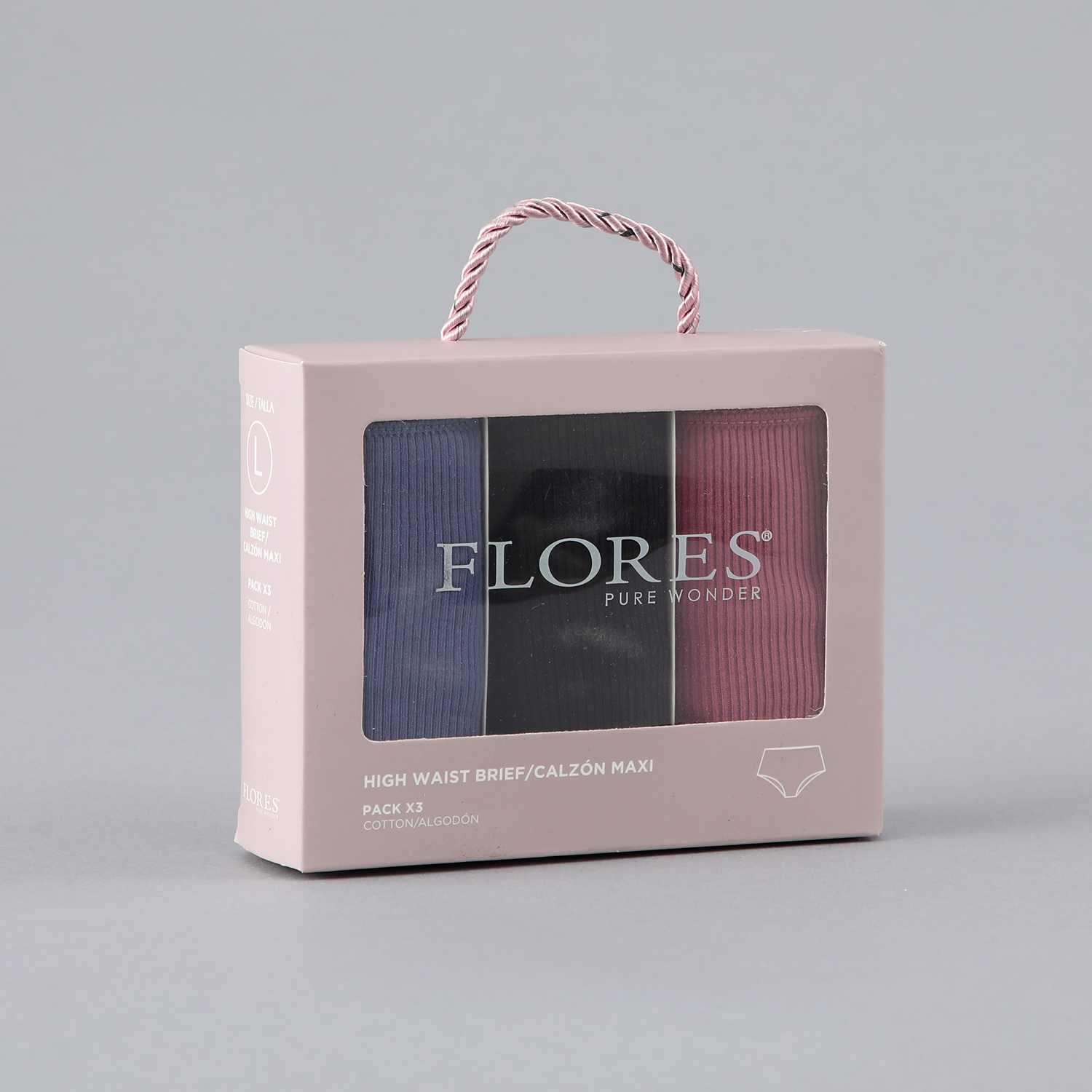 Pack 3X Calzon Maxi Algodon Rib Flores Mujer 25578-2