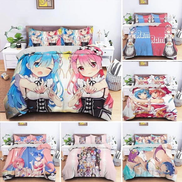Re Zero Ram Rem Bedding Set Duvet Cover Bedroom Comforter Quilt Cover Home Textile