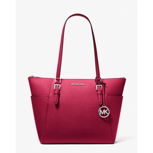 Bolso Tote Michael Kors Charlotte Grande Cuero Saffiano Frambuesa Oscura