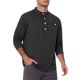 thumbnail image 4 of INSPIRE CHIC Camisetas Henley de Hombre Manga Larga con Botones y Bolsillo en el Pecho Camiseta Casual L Negro, 4 of 6