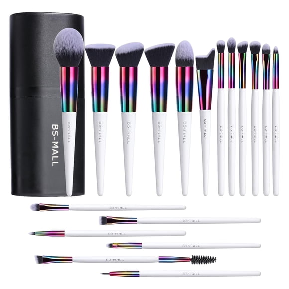 Set de brochas de maquillaje BS-MALL Premium sintéticas, 18 piezas con funda