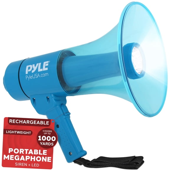 Megáfono Pyle Recargable 40W con Sirena, LED e Impermeable IPX5