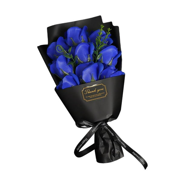 Jabón de regalo de flor de rosa, ramo de flores de rosas, flores preservadas, regalo del Día de la madre para cumpleaños, novia, mamá, regalo, esposa, Azul
