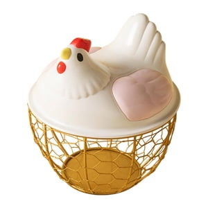 Magideal - Cesta De Huevo De Pollo Huevo Contenedor Titular De Alambre De Hierro Portátil Huevo De Pollo Titular Encimera De Recogida De Huevos Cesta Para , Oro Oro Rosa