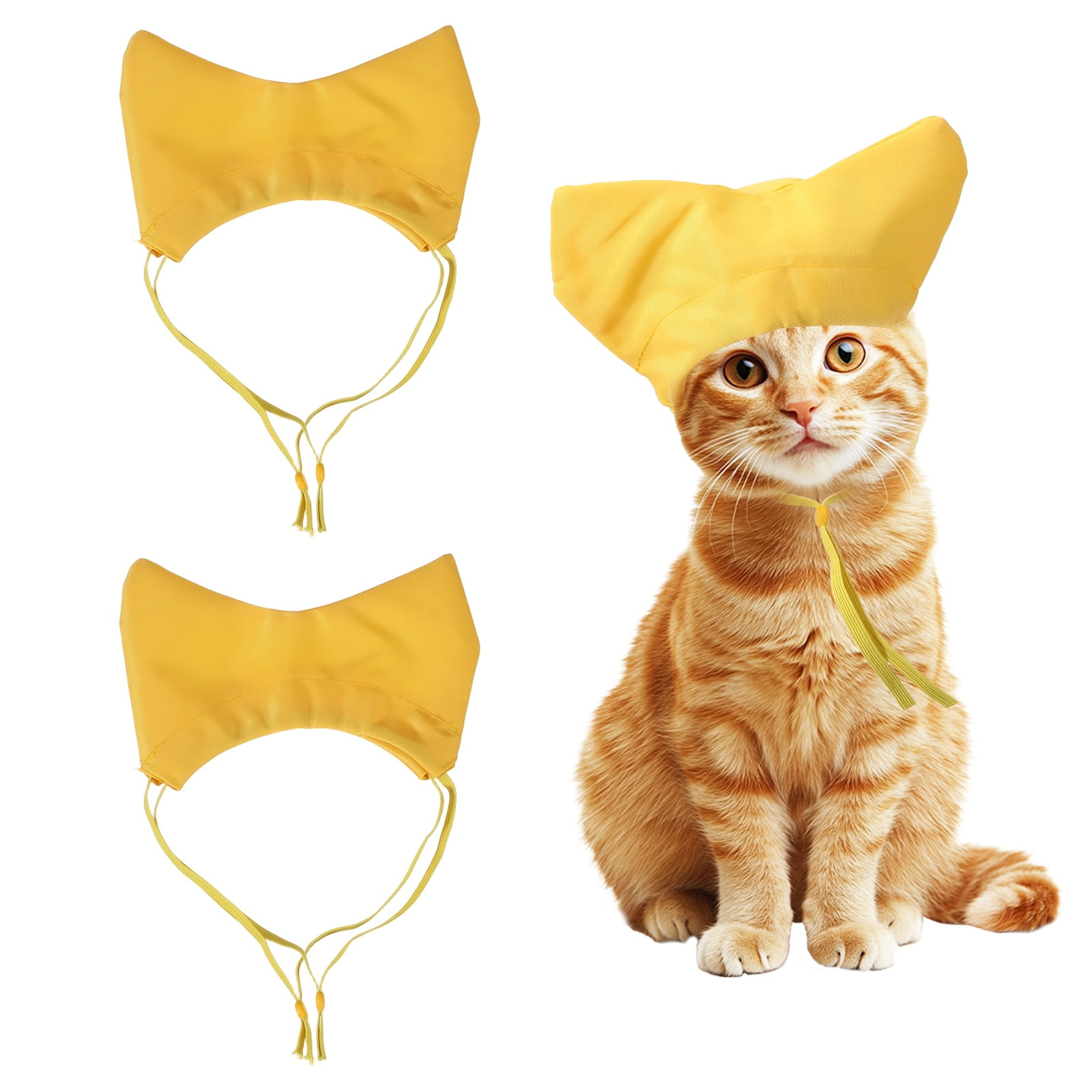 Gorro de Ducha para Gatos Uxcell, Gorro de Ducha para Perros con Correa Ajustable, (Amarillo, 2 Piezas), Destinado para Gatitos/Pequeños Cachorros/Aseo