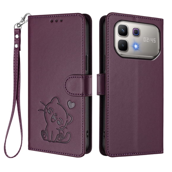 Infinix Note 60 Pro 5G Funda Billetera de Gato, Morado Oscuro