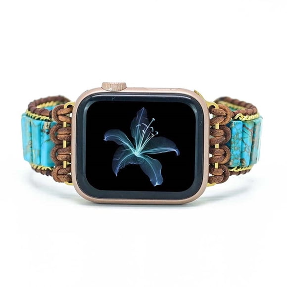 Correa Bohemia de Turquesa para Apple Watch (42/44mm) Diseño Artesanal Piedras Naturales para uso diario