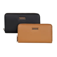 Kenneth Cole - Pack 2 Billeteras De Mujer Calixta Negro Y Café