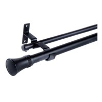 Metalhsa - Set Barras Para Cortina Doble 19/28 Mm Metal Color Negro X 2.00 Mt Terminal Cónico