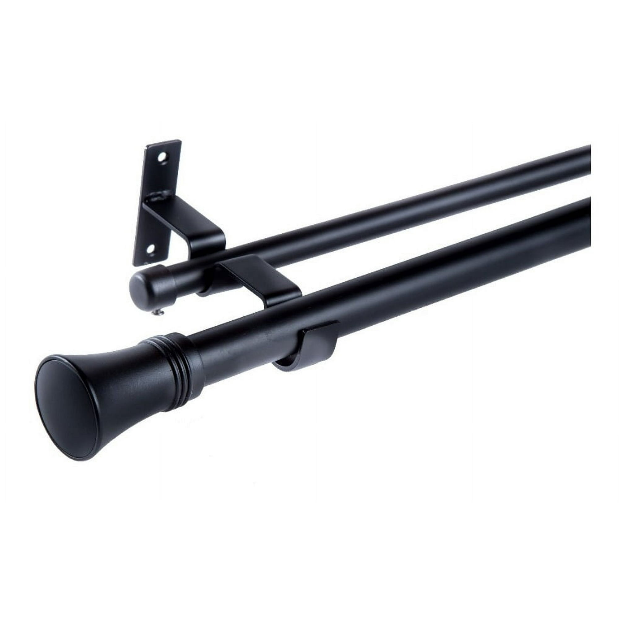 Metalhsa - Set Barras Para Cortina Doble 19/28 Mm Metal Color Negro X 2.00 Mt Terminal Cónico