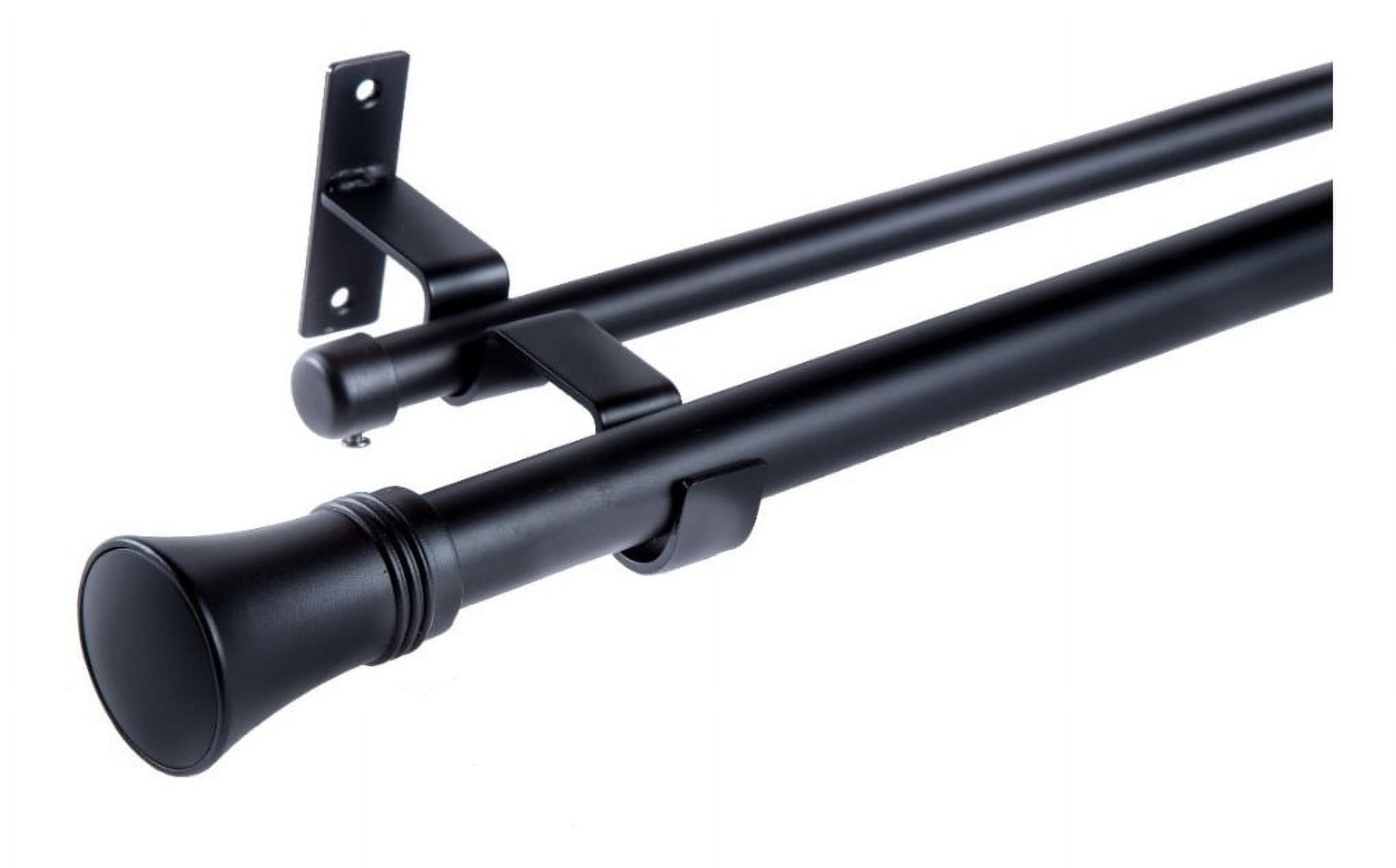 Metalhsa - Set Barras Para Cortina Doble 19/28 Mm Metal Color Negro X 2.00 Mt Terminal Cónico