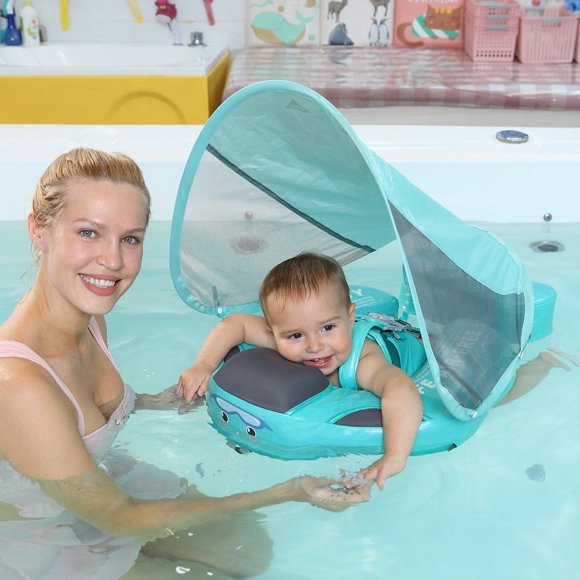 Flotador de Pecho para Bebé con Sombrilla UV Azul - MamboKids