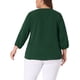thumbnail image 3 of Agnes Orinda Blusa de Chifón con Volantes y Lazo en el Cuello Redondo para Mujer de Talla Grande para Escuela, Universidad o Trabajo 1X Verde, 3 of 6