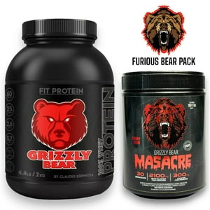 Grizzly Bear - Pack Proteina Whey 2Kg Arroz Con Leche + Pre Entreno Masacre - 365Gr Cherry