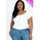 thumbnail image 5 of Top Liso de Punto Acanalado con Mangas Abullonadas Fruncidas Casuales en Talla Grande, 5 of 9