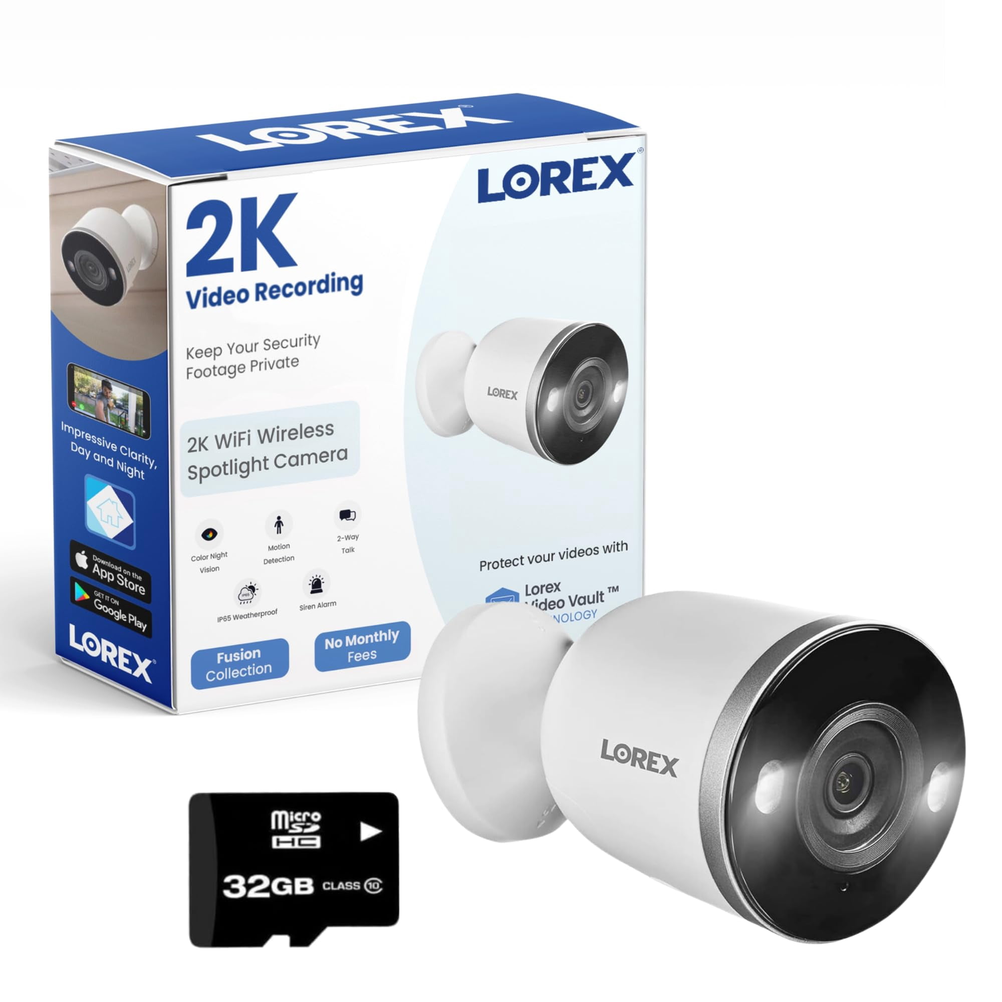 Cámara De Seguridad Lorex 2k Con Foco Para Interior/exterior, Color Blanco