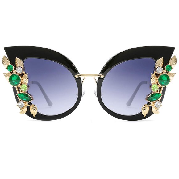 Gafas de sol Slocyclub UV400 con estampado de mariposas y diamantes de imitación