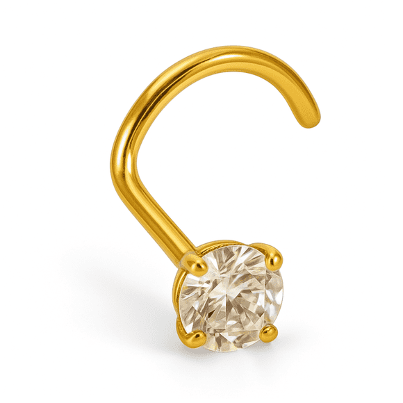 Piercing tipo S nostril 3mm titanio ASTM F136 chapado en oro 18k