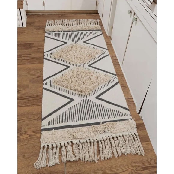 Bajada de Cama de Lino estilo boho medida 60 cm x 90 cm
