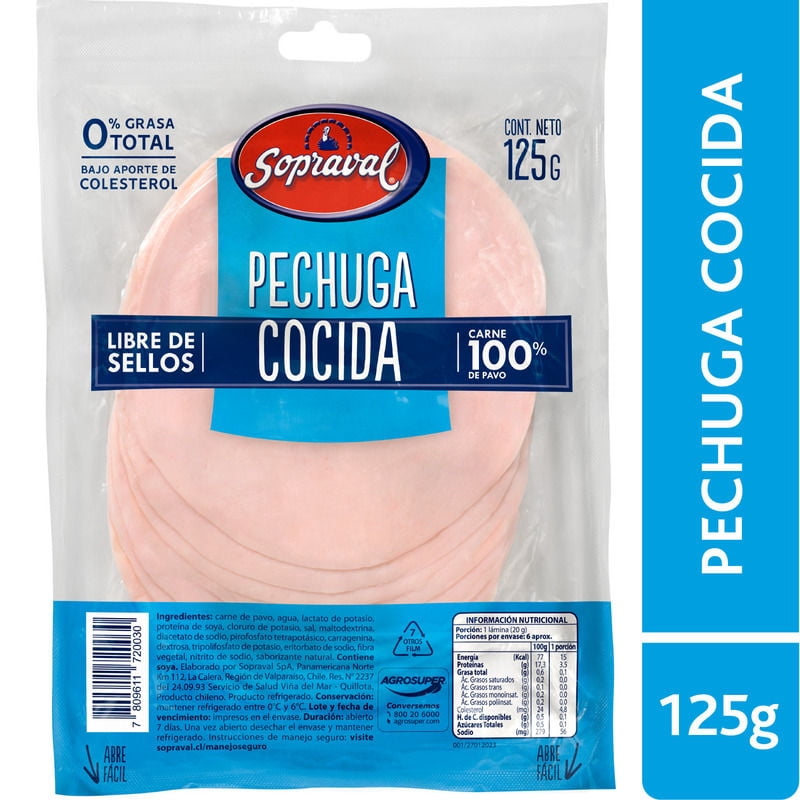 Pechuga de Pavo Cocida, 125 g