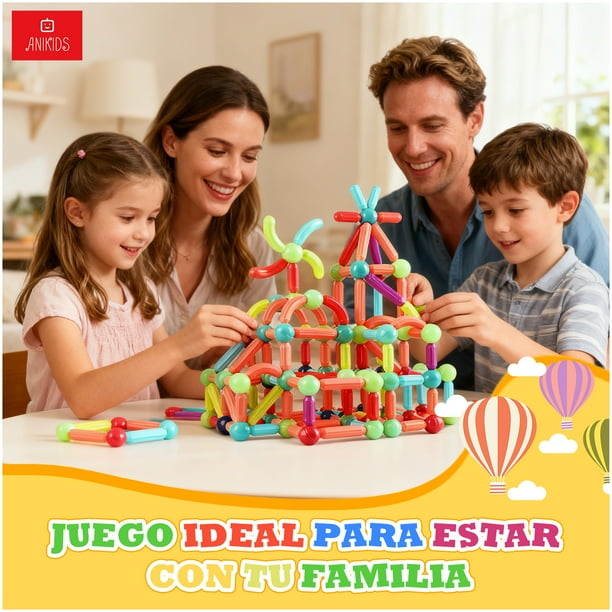 McDou Set De Palos Magnéticos Y Bolas – 140 Piezas De Construcción Educativa Para Niños, Juguete Creativo Y Seguro