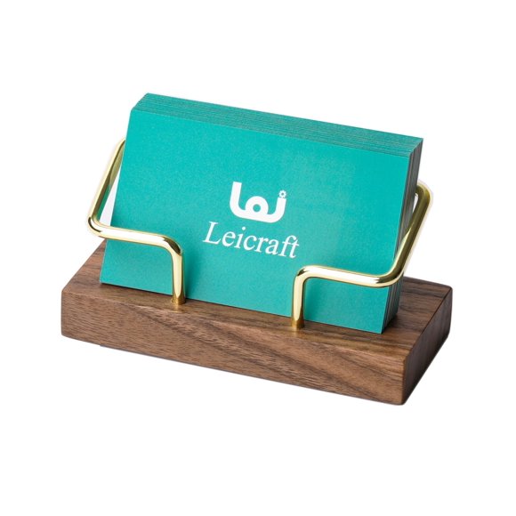 Portatarjetas Leicraft de Nogal y Dorado
