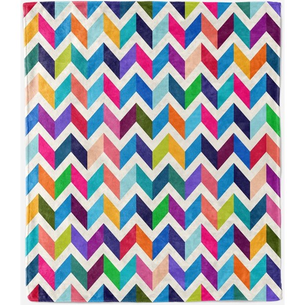 Rainbow Throw Blanket Lightweight Plush Flannel Fleece Blanket with Geometric Chevron Stripes Print Pattern for Couch Sofa Bed Travel All Season Blanket for Kids Adults Twin/Double