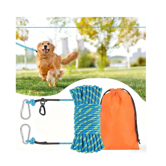 Correa Para Perro 15 M Con Sistema Reflectante De Polea Y Cable Zipline Azul