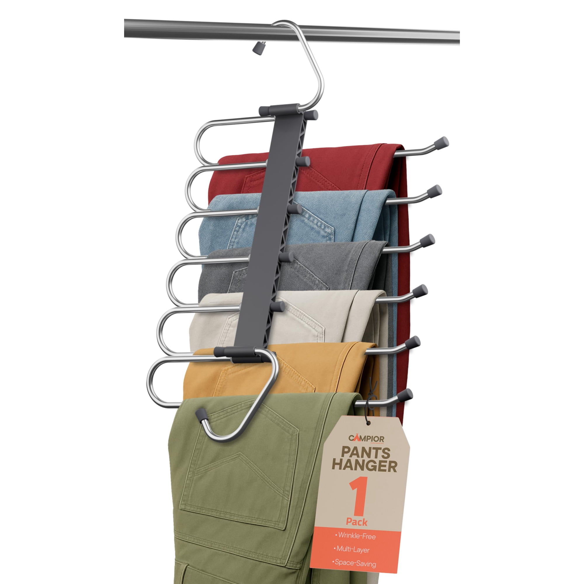 Perchero Para Pantalones Campior De 6 Niveles De Acero Inoxidable Gris