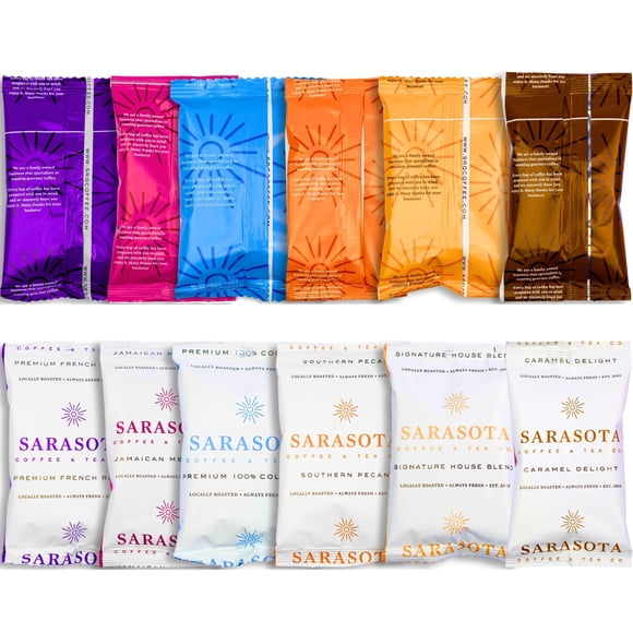 Muestra de café Sarasota Coffee 12 x 57 g, variedad de baja acidez