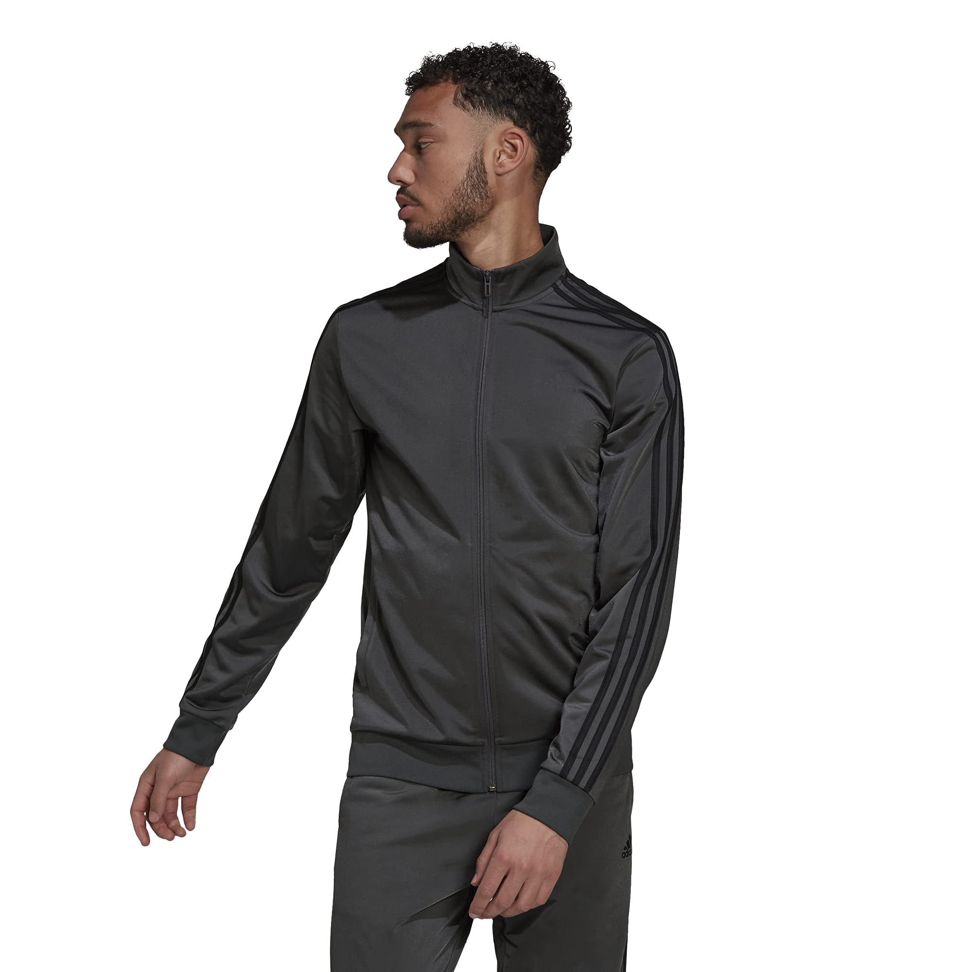 Chaqueta Deportiva Adidas Warm-up Tricot De 3 Rayas Gris/negra Para Hombre