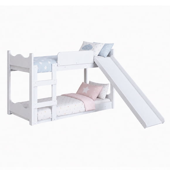 Camarote Infantil de Transición Montessori Kidscool MDP Blanco con Resbalín