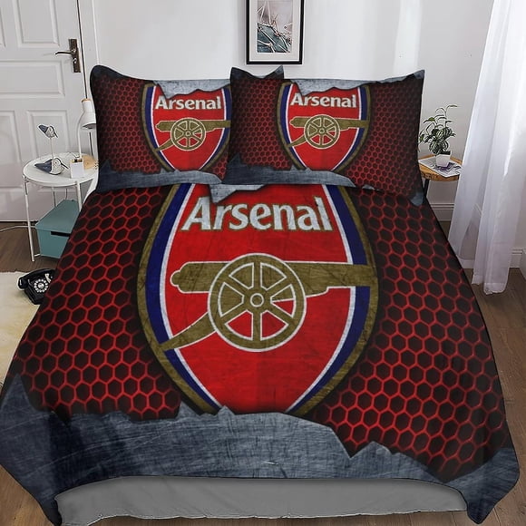 Soft Duvet Cover Set Arsenal Quilt Cover Set, Pillowcase, Hidden Zip, Super Club, Microfibre