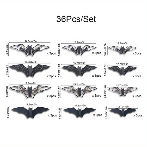 12pcs, 3D Hollow Paper Bat Stickers - Perfect for Halloween Decor, Party Wall, Home, Room, and Halloween Supplies