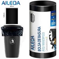 Aileda Bolsa De Basura Grande 80 X 120 Cms - Excelente Calidad 1 Rollo Con 11 Unidades