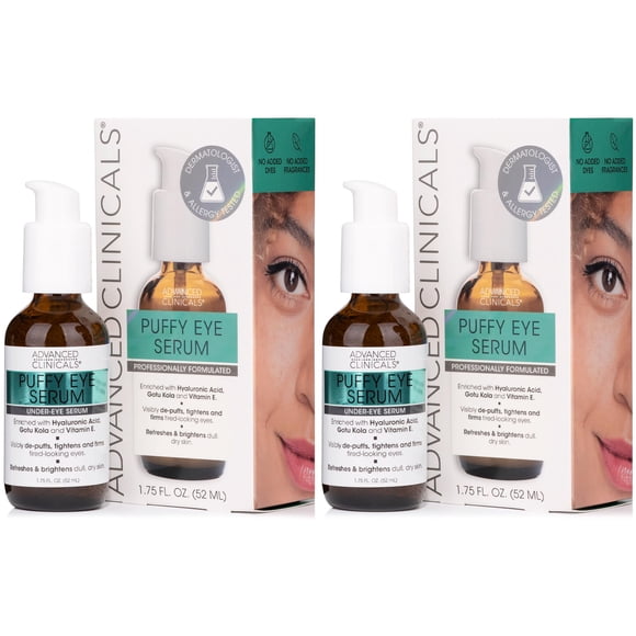 Sérum para ojos antienvejecimiento Advanced Clinicals Puffy Eyes, paquete de 2